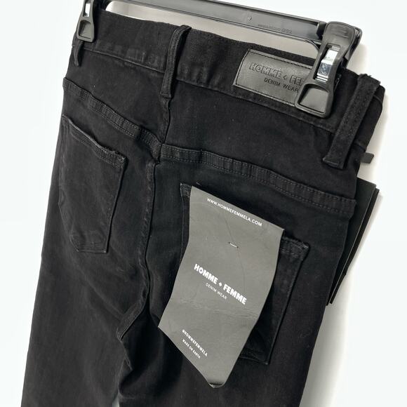 Homme + Femme NEW Stretch Jeans Mens Sz 26 Black Tapered Leg Cotton Blend - Picture 5 of 8